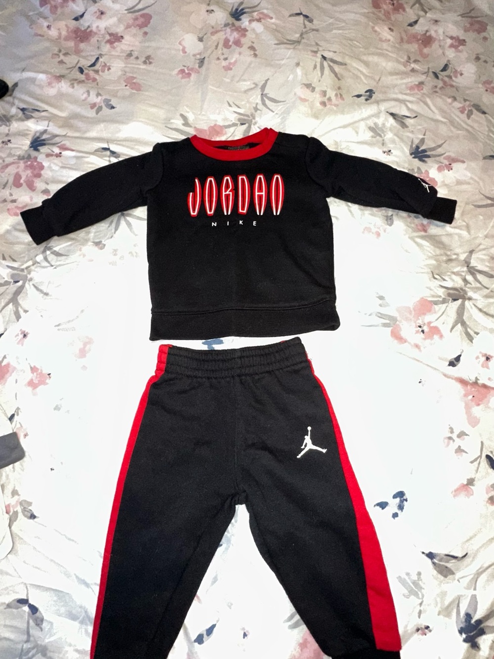 Jordan Black & Red Kids Sweatshirt and Joggers Set